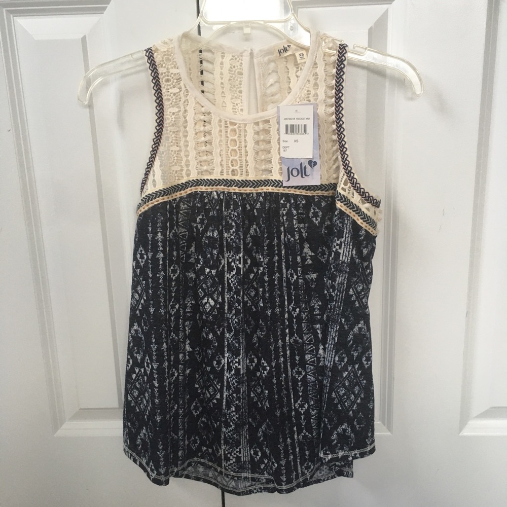 NWT - xs navy blue and lace sleeveless top